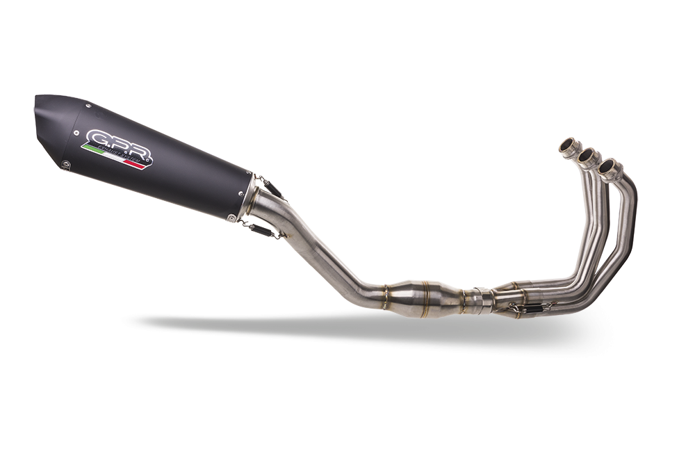 Pot echappement compatible avec Triumph Daytona 660 2023-2025, Gpe Ann. Black titanium, Homologué et légal, système d'échappement complet, avec db killer amovible 