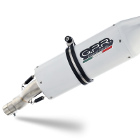 Exhaust compatible with Moto Guzzi Stelvio 1200 4V 2008-2010, Albus Ceramic, Slip-on exhaust including removable db killer and link pipe 