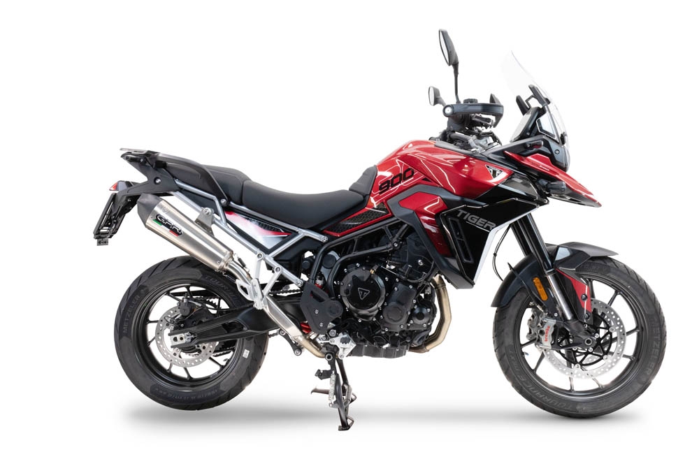 Pot echappement compatible avec Triumph Tiger 900 GT / Pro / Rally Pro 2024-2025, GP Evo4 Titanium, Échappement légal, homologué,silencieux avec db killer amovible et tuyau de liaison spécifique 