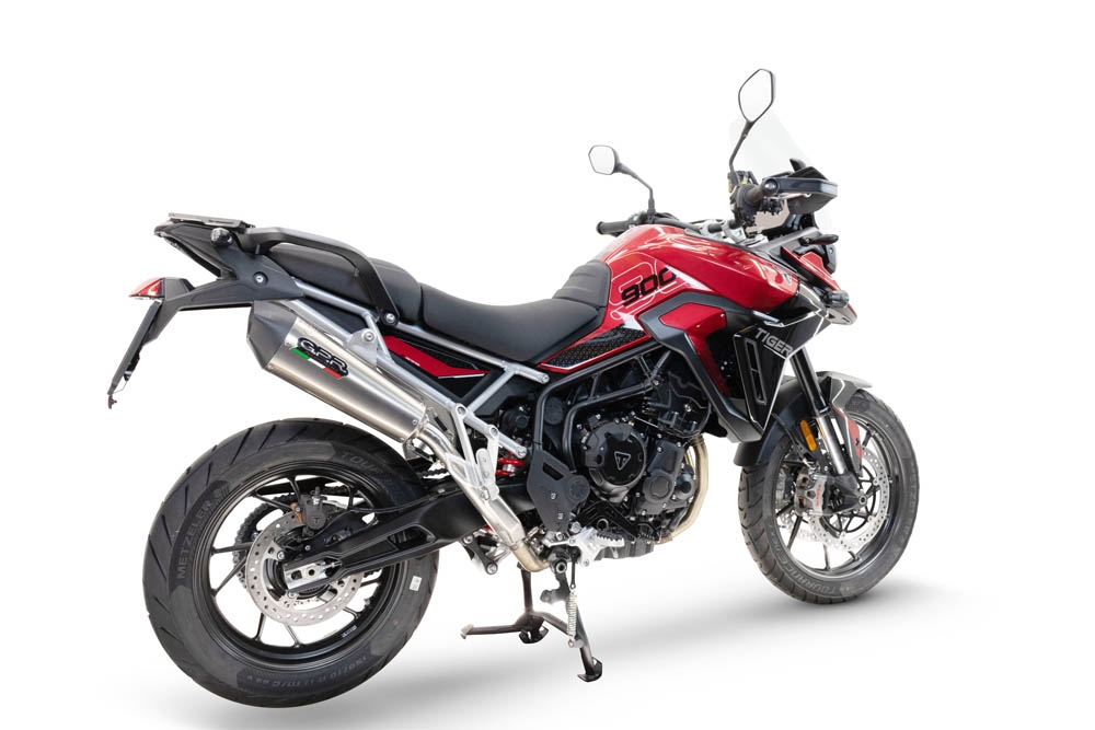 Pot echappement compatible avec Triumph Tiger 900 GT / Pro / Rally Pro 2024-2025, GP Evo4 Titanium, Échappement légal, homologué,silencieux avec db killer amovible et tuyau de liaison spécifique 