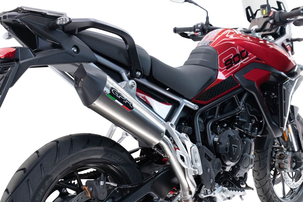 Pot echappement compatible avec Triumph Tiger 900 GT / Pro / Rally Pro 2024-2025, GP Evo4 Titanium, Échappement légal, homologué,silencieux avec db killer amovible et tuyau de liaison spécifique 