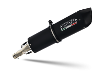 Exhaust compatible with Moto Guzzi V85TT 2021-2024, Furore Evo4 Nero, Slip-on exhaust including removable db killer and link pipe 