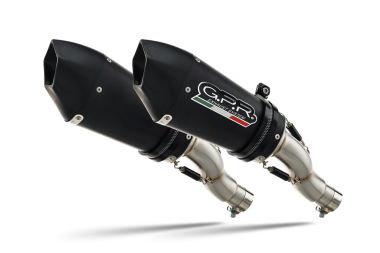 Exhaust compatible with Ducati Hypermotard 1100 - 1100 Evo 2007-2012, Gpe Ann. Black titanium, Dual slip-on including removable db killers and link pipes 