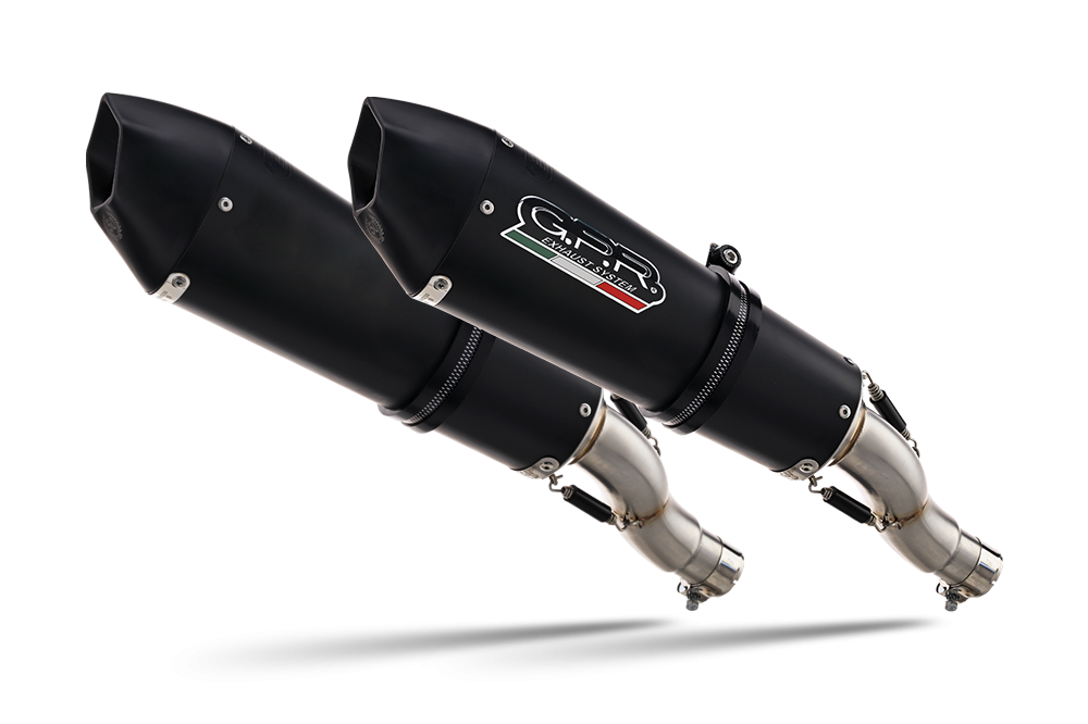 Exhaust compatible with Ducati Multistrada 620 2005-2007, Gpe Ann. Black titanium, Dual slip-on including removable db killers and link pipes 