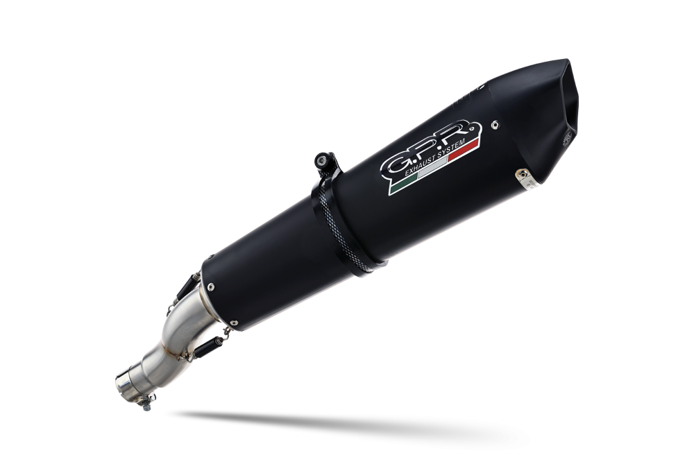 Exhaust compatible with Gilera Gp 800 2008-2013, Gpe Ann. Black titanium, Mid-Full system exhaust including removable db killer 