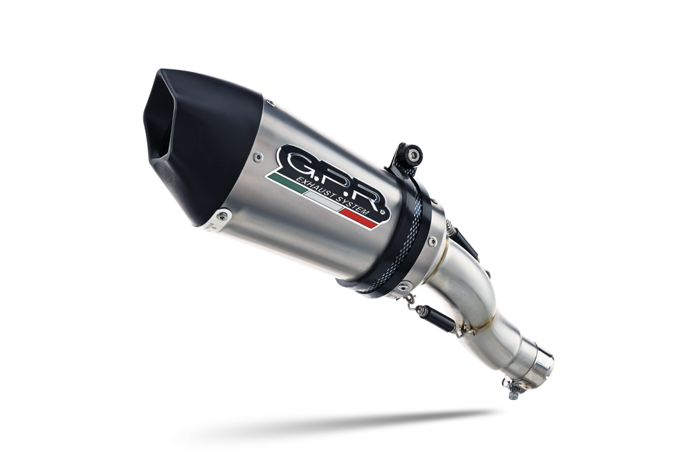 Pot echappement compatible avec Yamaha Mt-25 250 2016-2017, Gpe Ann. titanium, Échappement légal, homologué,silencieux avec db killer amovible et tuyau de liaison spécifique 