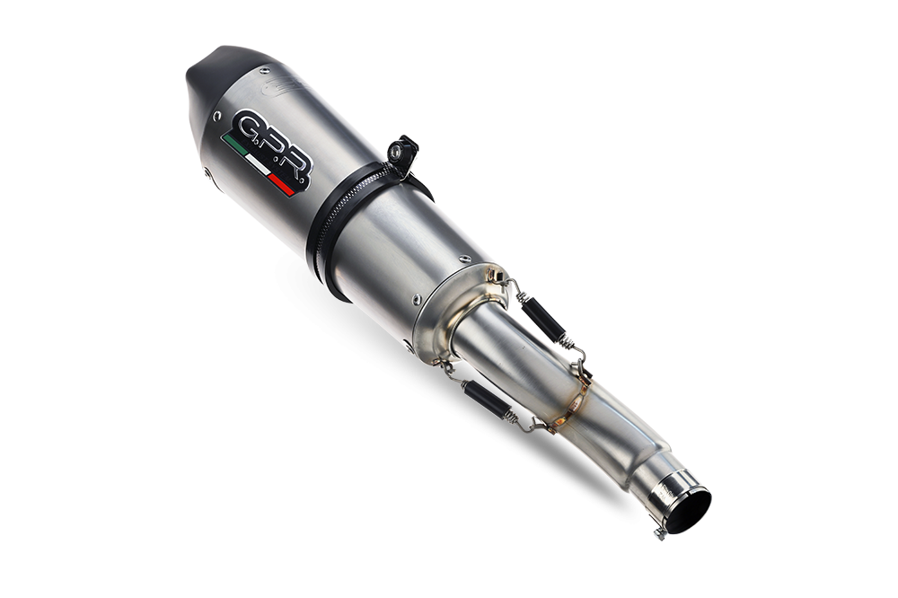 Pot echappement compatible avec Yamaha Mt-25 250 2016-2017, Gpe Ann. titanium, Échappement légal, homologué,silencieux avec db killer amovible et tuyau de liaison spécifique 
