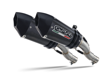 Exhaust compatible with Ducati Hypermotard 1100 - 1100 Evo 2007-2012, Gpe Ann. Poppy, Dual slip-on including removable db killers and link pipes 