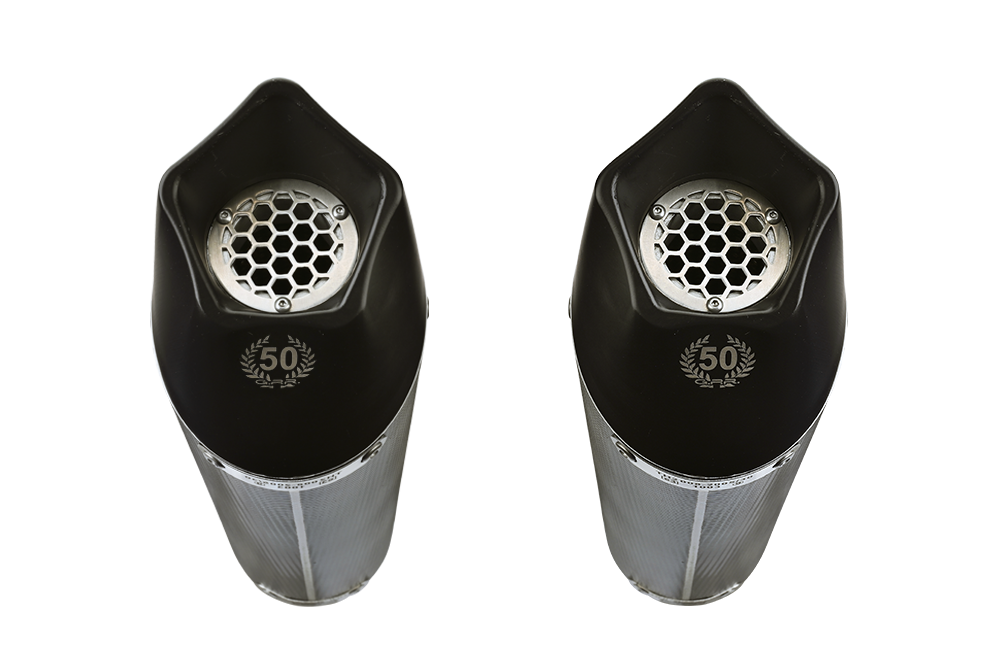 Exhaust compatible with Kawasaki Ninja 1000 2017-2020, GP Evo4 Poppy, Dual slip-on including removable db killers and link pipes 