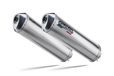 Exhaust compatible with Cagiva Raptor 1000 2000-2003, Satinox , Dual slip-on including removable db killers and link pipes 