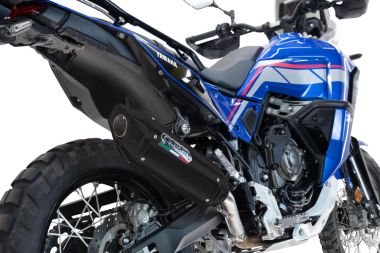 Exhaust compatible with Triumph Tiger 900 GT / Pro / Rally Pro 2024-2025, Furore-X Titanio Nero, Slip-on exhaust including removable db killer and link pipe 