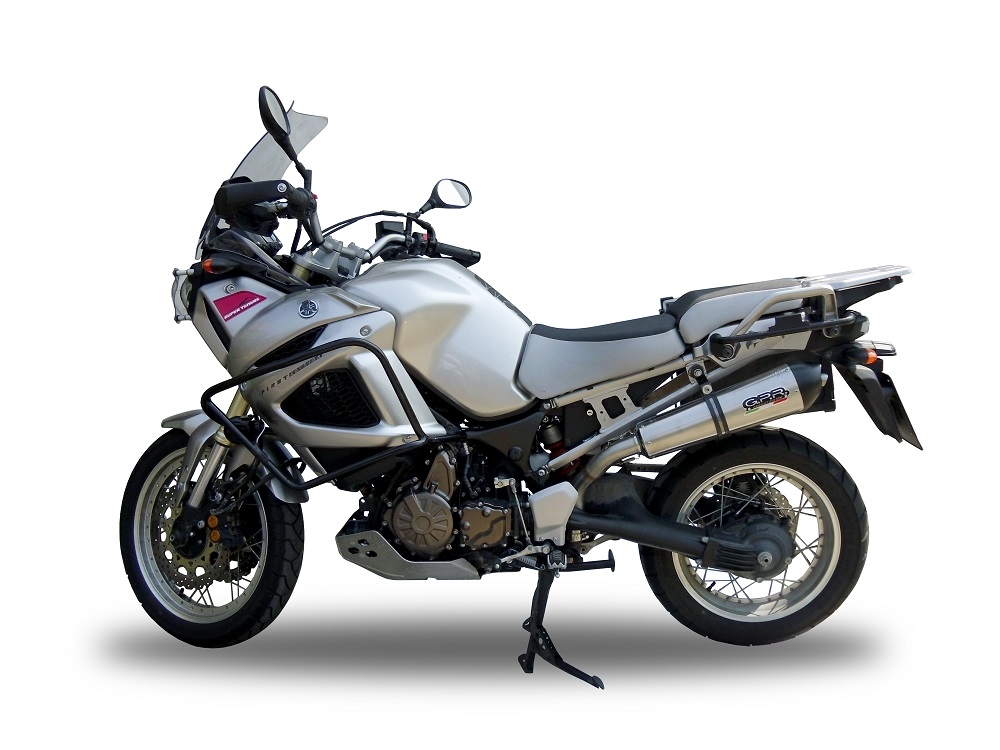 Exhaust compatible with Yamaha XT1200Z Supertenere 2010-2016, Gpe Ann. titanium, Slip-on exhaust including removable db killer and link pipe 