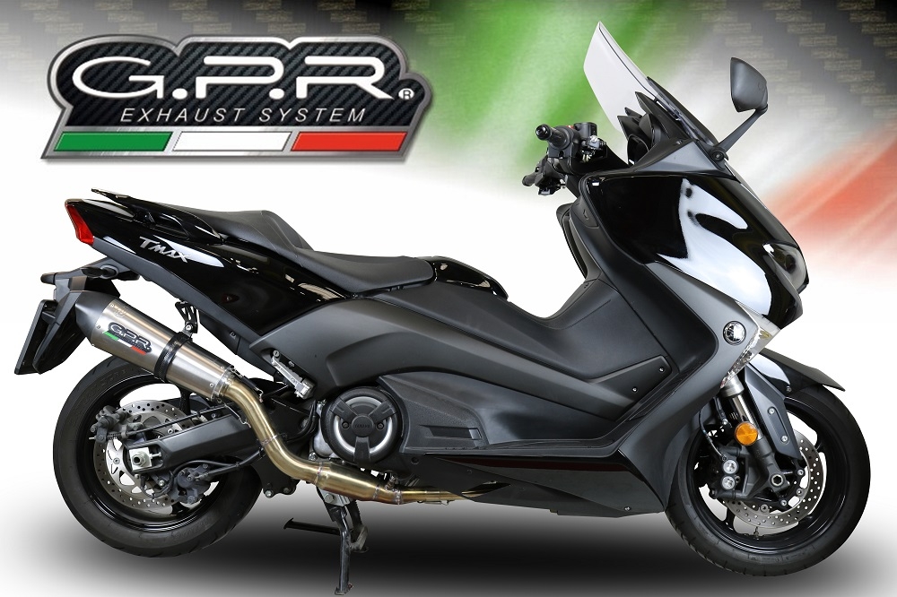 Pot echappement compatible avec Yamaha T-Max 530 2017-2021, Gpe Ann. titanium, Pot échappement complet, non légal pour les pays de l'UE, avec db killer amovible 