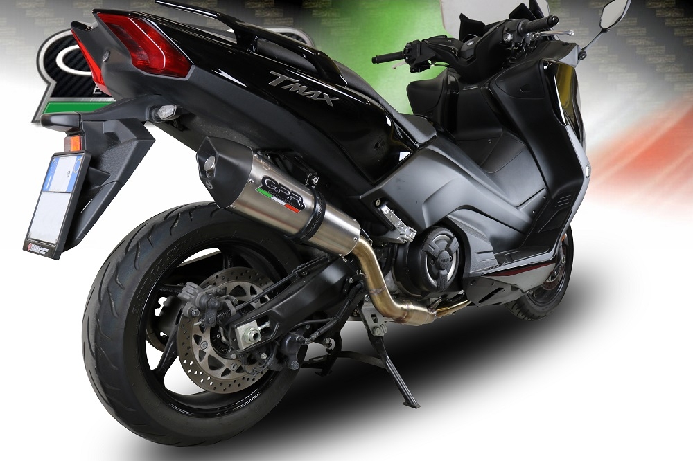 Pot echappement compatible avec Yamaha T-Max 530 2017-2021, Gpe Ann. titanium, Pot échappement complet, non légal pour les pays de l'UE, avec db killer amovible 