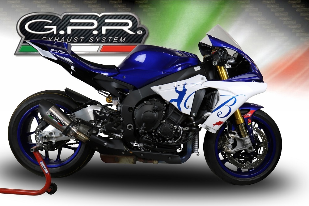 Pot echappement compatible avec Yamaha Yzf R1-R1-M 2017-2019, GP Evo4 Titanium, Échappement légal, homologué,silencieux avec db killer amovible et tuyau de liaison spécifique 