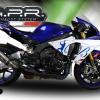 Pot echappement compatible avec Yamaha Yzf R1-R1-M 2017-2019, GP Evo4 Titanium, Échappement légal, homologué,silencieux avec db killer amovible et tuyau de liaison spécifique 