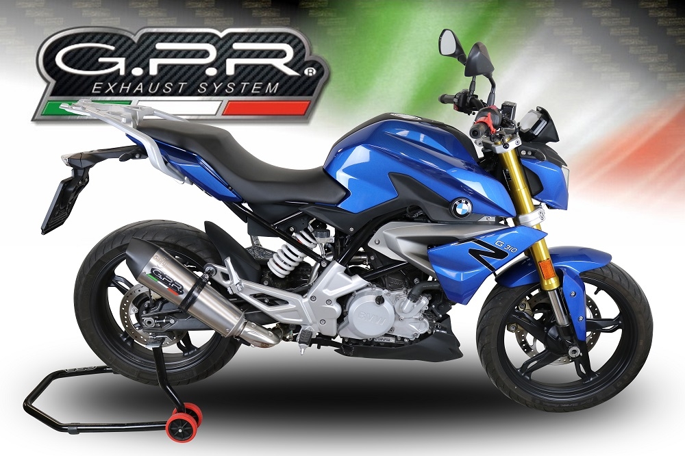 Pot echappement compatible avec Bmw G 310 R 2017-2021, Gpe Ann. titanium, Pot échappement complet, non légal pour les pays de l'UE, avec db killer amovible 