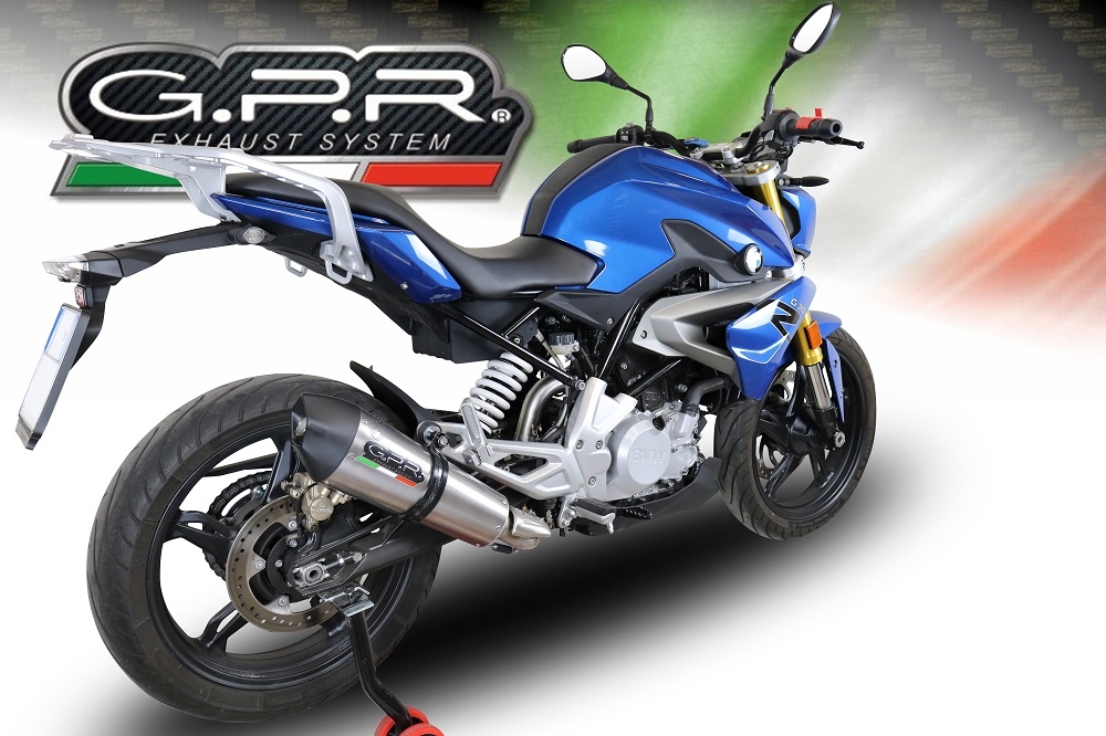 Pot echappement compatible avec Bmw G 310 R 2017-2021, Gpe Ann. titanium, Pot échappement complet, non légal pour les pays de l'UE, avec db killer amovible 