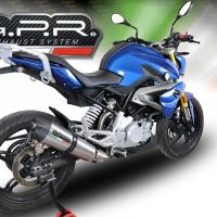 Pot echappement compatible avec Bmw G 310 R 2017-2021, Gpe Ann. titanium, Pot échappement complet, non légal pour les pays de l'UE, avec db killer amovible 