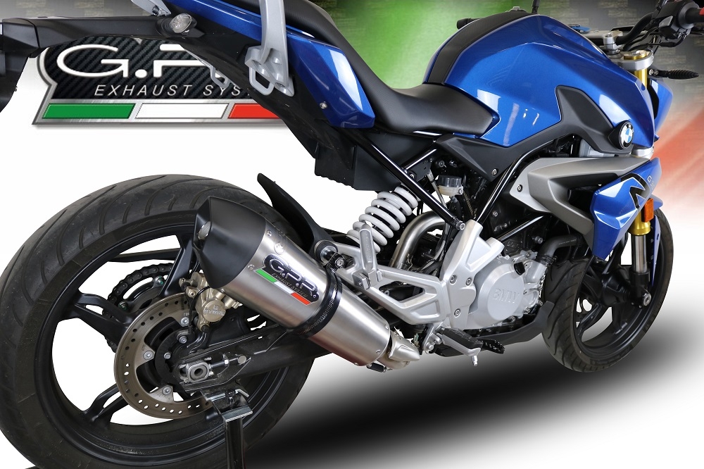Pot echappement compatible avec Bmw G 310 R 2017-2021, Gpe Ann. titanium, Pot échappement complet, non légal pour les pays de l'UE, avec db killer amovible 