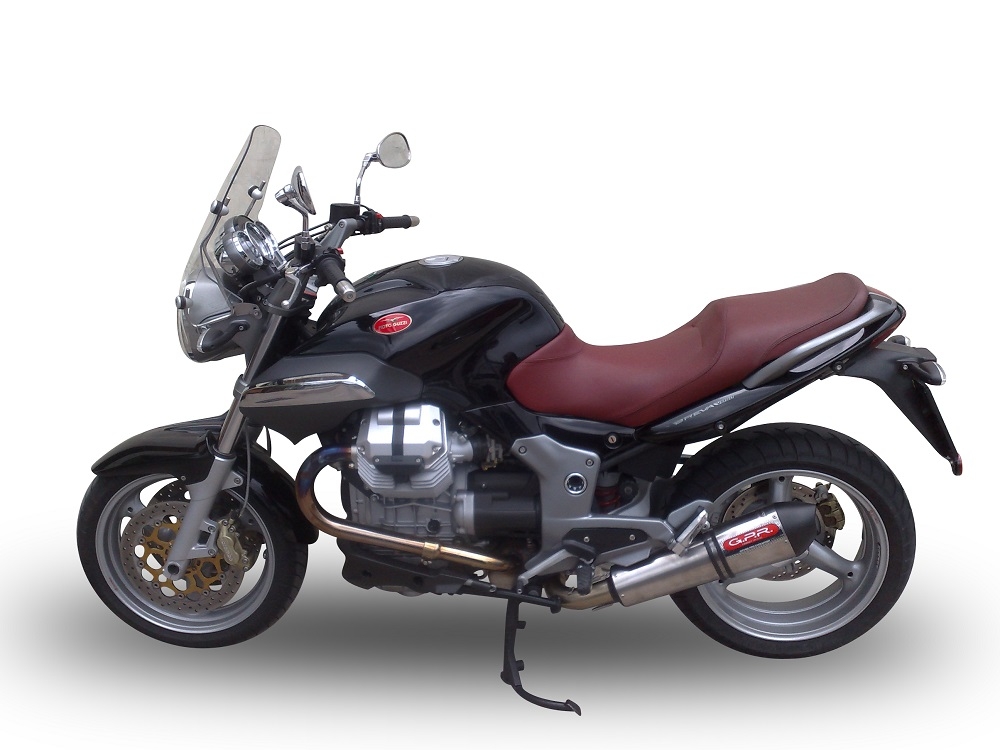 Pot echappement compatible avec Moto Guzzi Breva 1100 4V 2005-2010, Gpe Ann. titanium, Échappement légal, homologué,silencieux avec db killer amovible et tuyau de liaison spécifique 