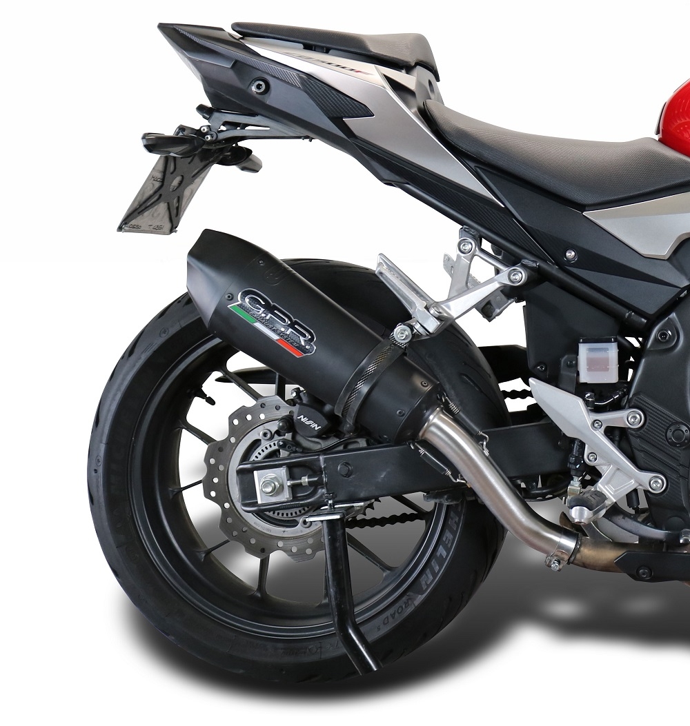 Exhaust compatible with Honda CB500X 2019-2025, GP Evo4 Black Titanium, Slip-on exhaust including removable db killer and link pipe 