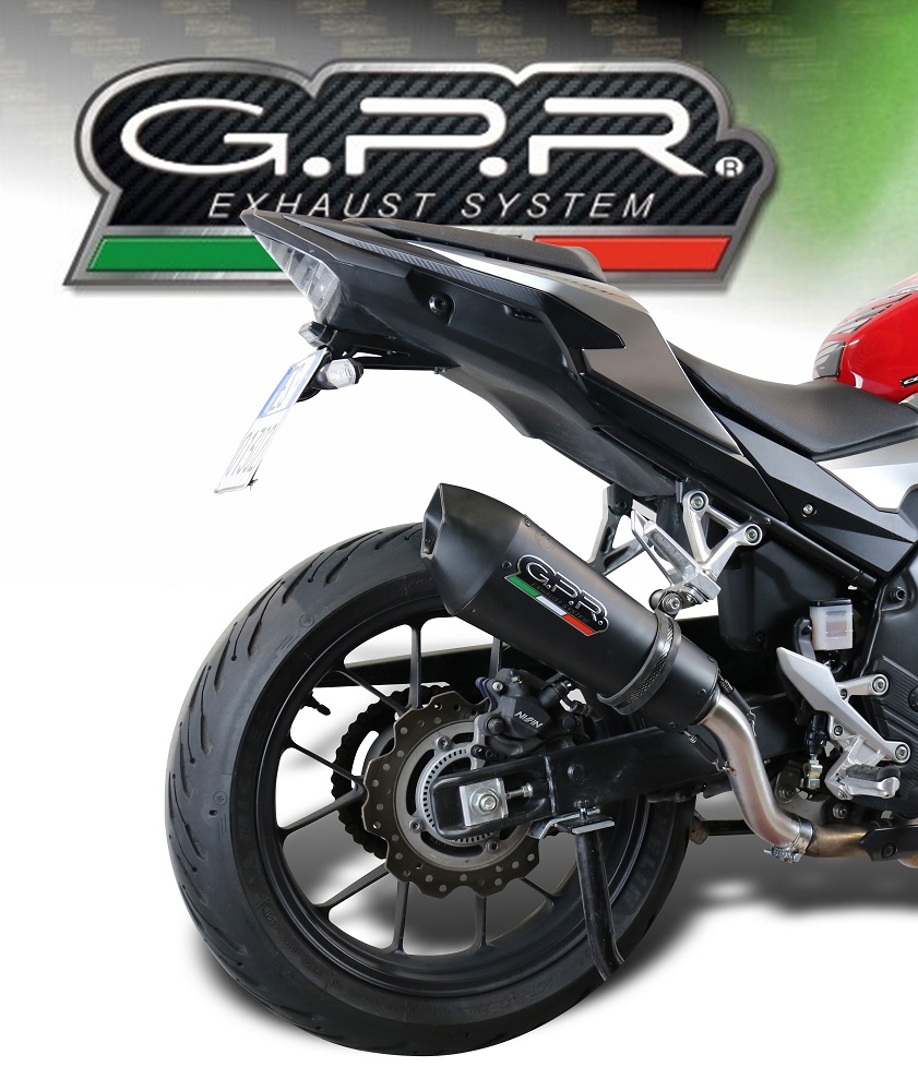 Exhaust compatible with Honda CB500X 2019-2025, GP Evo4 Black Titanium, Slip-on exhaust including removable db killer and link pipe 
