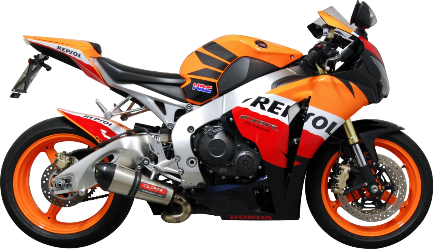Exhaust compatible with Honda CBR1000RR 2008-2011, Gpe Ann. titanium, Slip-on exhaust including removable db killer and link pipe 