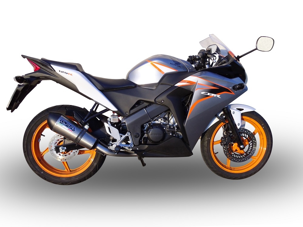 Pot echappement compatible avec Honda Cbr 125 R 2011-2016, Gpe Ann. titanium, Pot échappement complet, non légal pour les pays de l'UE, avec db killer amovible 