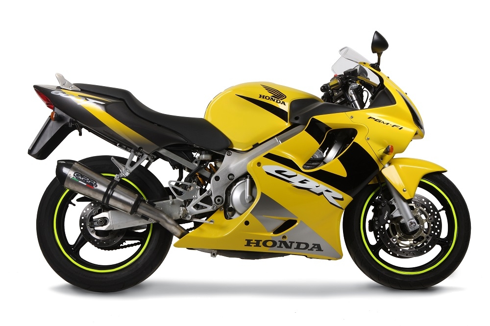 Pot echappement compatible avec Honda Cbr 600 F - Sport 2001-2007, Gpe Ann. titanium, Échappement légal, homologué,silencieux avec db killer amovible et tuyau de liaison spécifique 