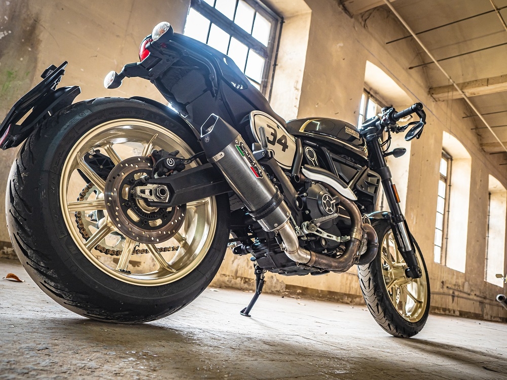 Exhaust compatible with Ducati Scrambler 803 2015-2016, Gpe Ann. Poppy, Slip-on exhaust including removable db killer and link pipe 