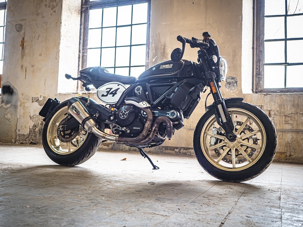 Pot echappement compatible avec Ducati Scrambler 800 2017-2020, Gpe Ann. Titanium, Pot Echappement homologué pour les marchés non européens 