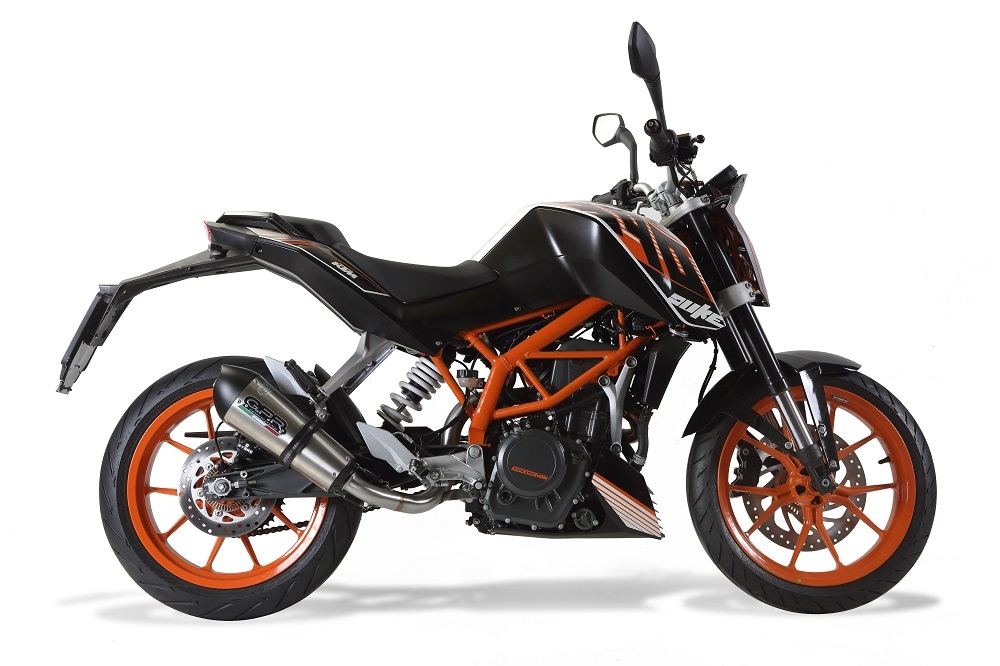 Pot echappement compatible avec Ktm Duke 390 2013-2016, Gpe Ann. titanium, Pot échappement racing, avec les tuyaux de liaison, article sans homologation 