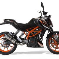 Pot echappement compatible avec Ktm Duke 390 2013-2016, Gpe Ann. titanium, Pot échappement racing, avec les tuyaux de liaison, article sans homologation 