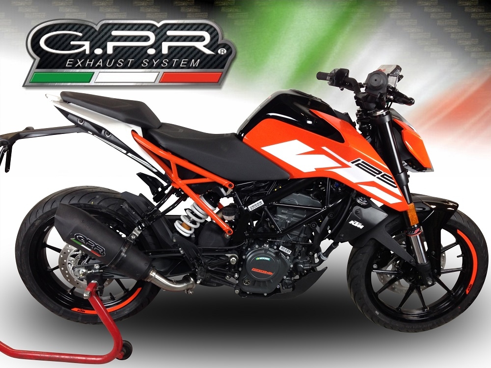 Pot echappement compatible avec Ktm Duke 390 2017-2020, GP Evo4 Black Titanium, Échappement légal, homologué,silencieux avec db killer amovible et tuyau de liaison spécifique 