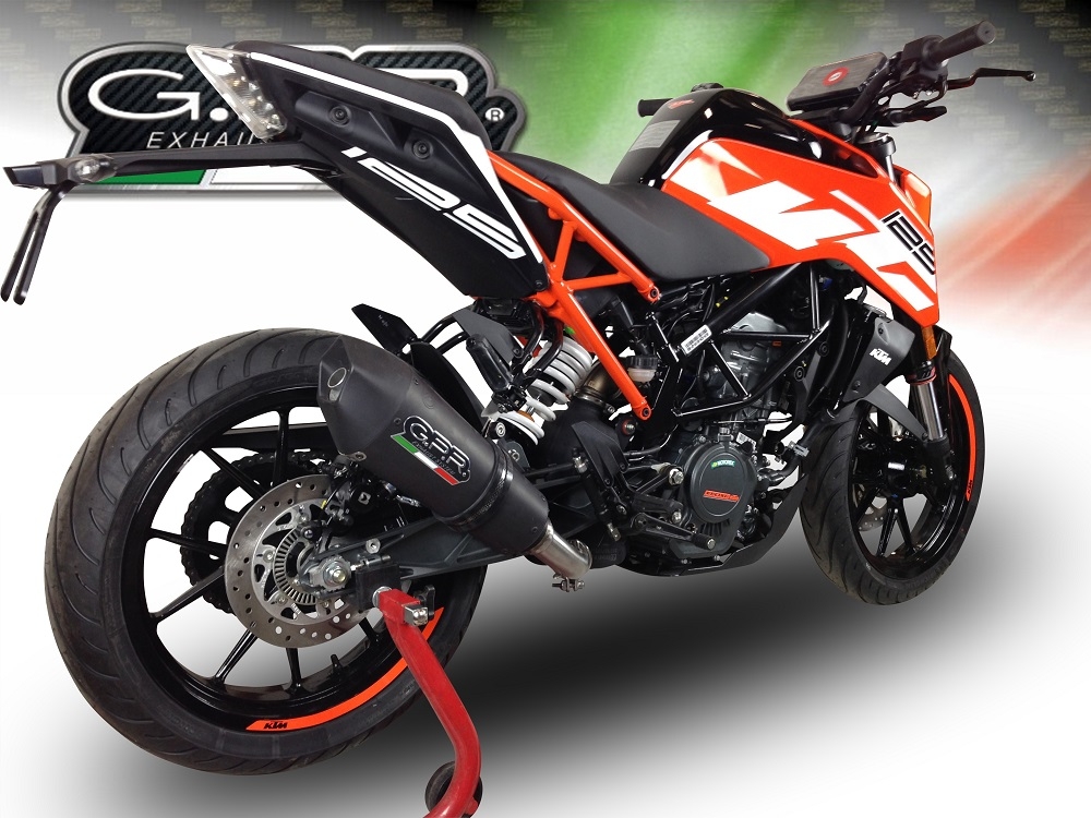 Pot echappement compatible avec Ktm Duke 390 2017-2020, GP Evo4 Black Titanium, Échappement légal, homologué,silencieux avec db killer amovible et tuyau de liaison spécifique 
