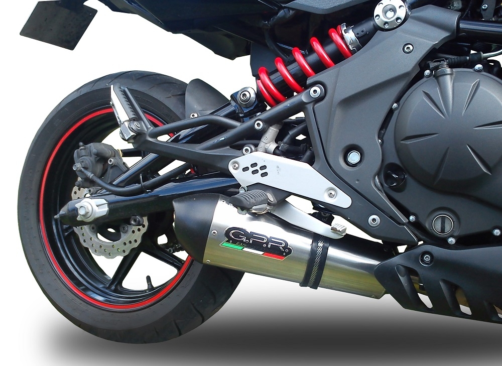 Pot echappement compatible avec Kawasaki Versys 650 2006-2014, Gpe Ann. titanium, Échappement légal, homologué,silencieux avec db killer amovible et tuyau de liaison spécifique 