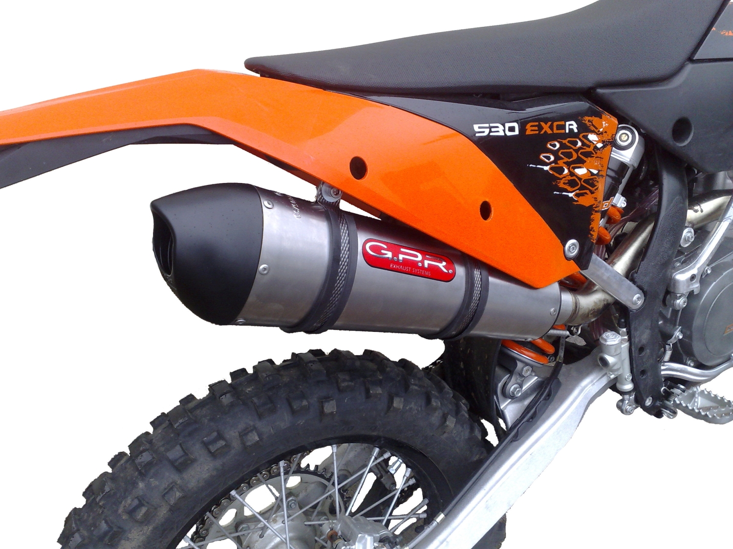 Pot echappement compatible avec Ktm EXCR 530 2007-2011, Gpe Ann. titanium, Échappement légal, homologué,silencieux avec db killer amovible et tuyau de liaison spécifique 
