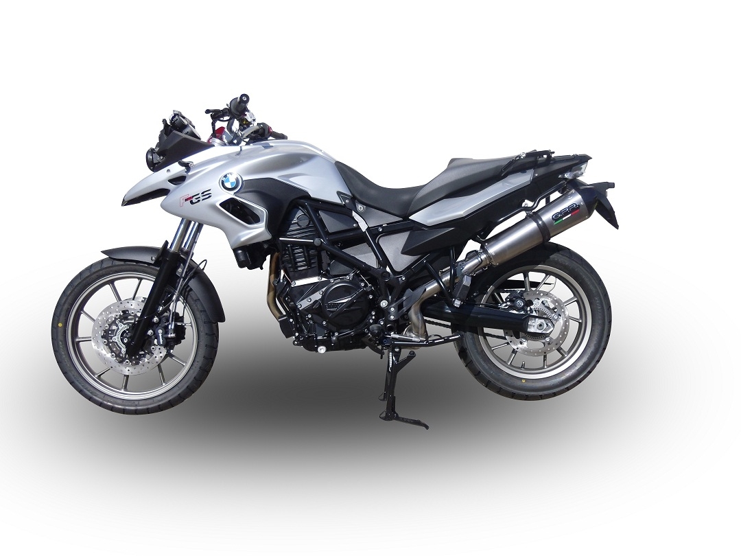 Exhaust compatible with Bmw F700GS 2011-2015, Gpe Ann. titanium, Slip-on exhaust including removable db killer and link pipe 