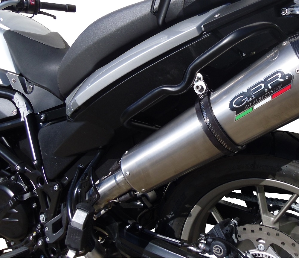 Exhaust compatible with Bmw F700GS 2011-2015, Gpe Ann. titanium, Slip-on exhaust including removable db killer and link pipe 