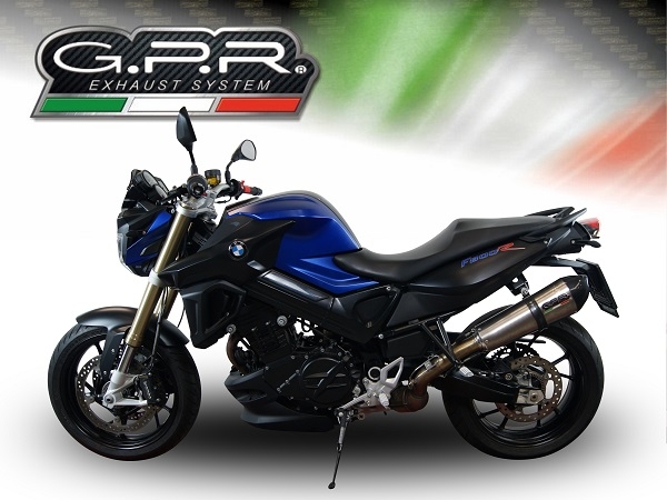 Exhaust compatible with Bmw F800R 2009-2014, Gpe Ann. titanium, Slip-on exhaust including removable db killer and link pipe 