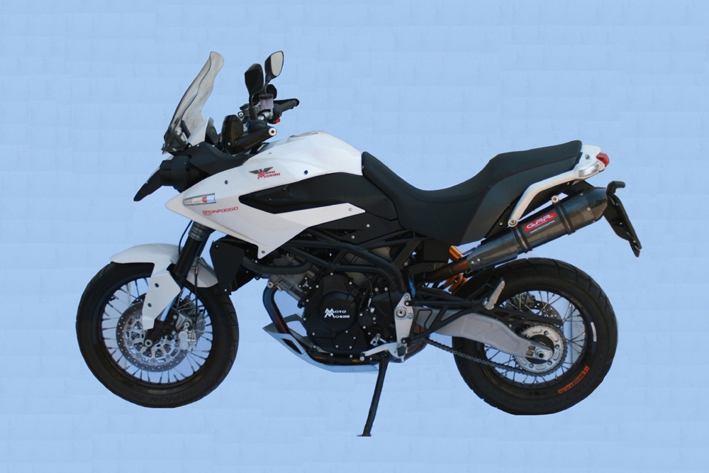 Exhaust compatible with Moto Morini Gran passo 1200 2008-2011, Gpe Ann. Poppy, Slip-on exhaust including removable db killer and link pipe 
