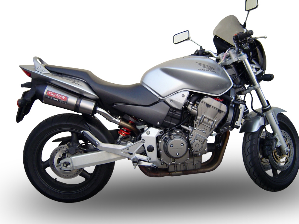 Exhaust compatible with Honda Hornet 900 CB900F 2002-2005, Gpe Ann. titanium, Dual slip-on including removable db killers and link pipes 