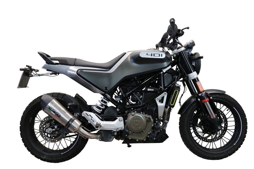 Pot echappement compatible avec Husqvarna Vitpilen 401 2021-2023, GP Evo4 Titanium, Échappement légal, homologué,silencieux avec db killer amovible et tuyau de liaison spécifique 