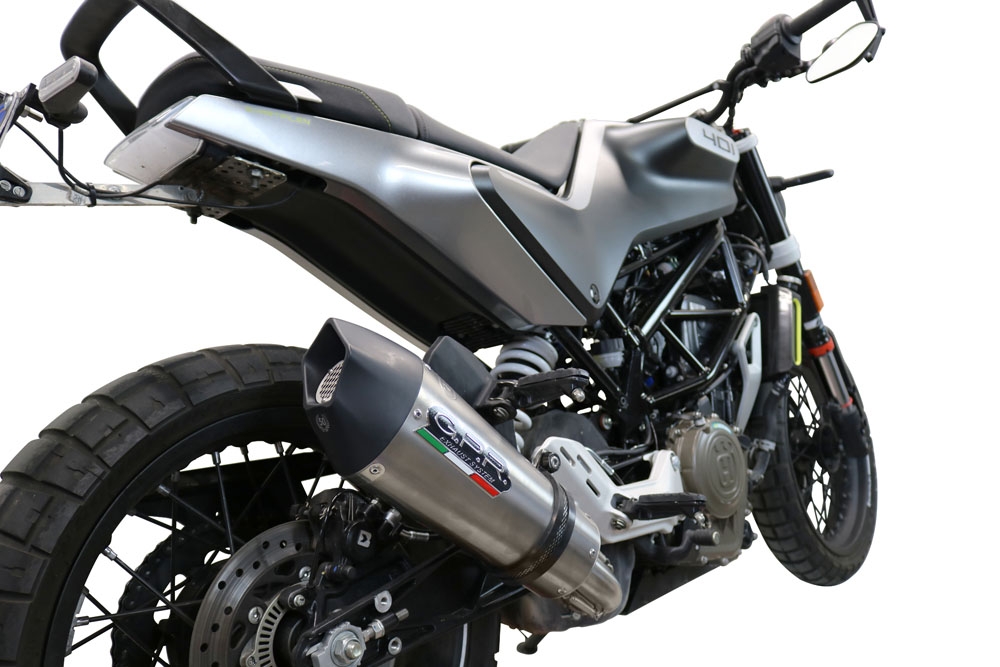 Pot echappement compatible avec Husqvarna Vitpilen 401 2021-2023, GP Evo4 Titanium, Échappement légal, homologué,silencieux avec db killer amovible et tuyau de liaison spécifique 