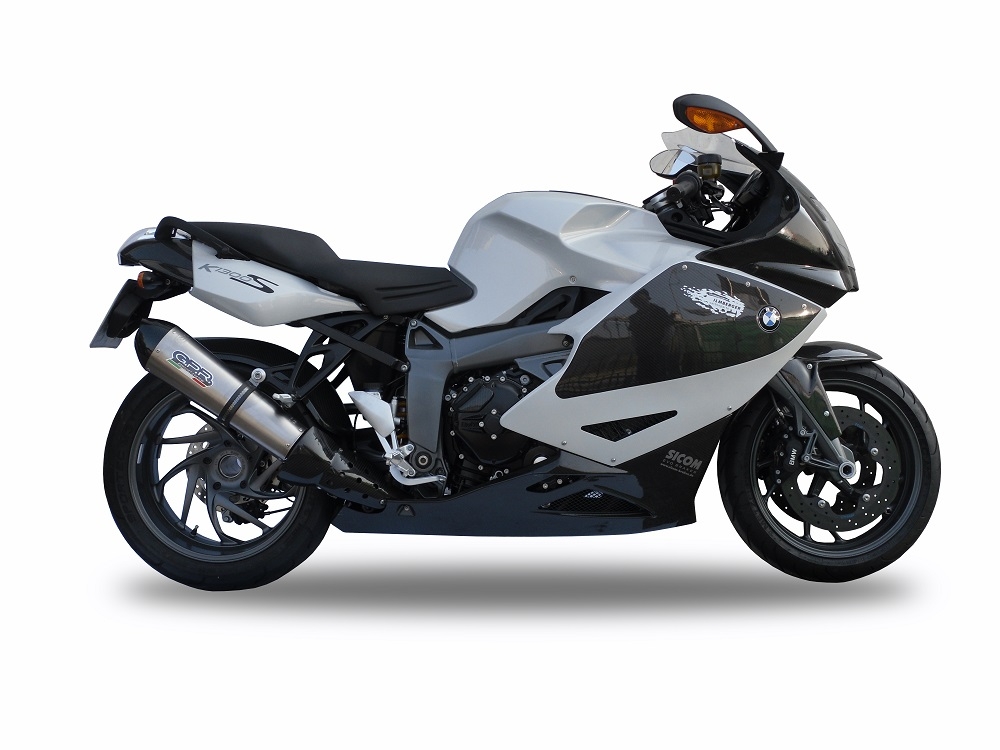 Exhaust compatible with Bmw K1300S K1300R 2009-2014, Gpe Ann. titanium, Slip-on exhaust including removable db killer and link pipe 