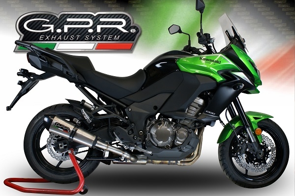 Pot echappement compatible avec Kawasaki Versys 1000 I.E. 2017-2018, GP Evo4 Titanium, Échappement légal, homologué,silencieux avec db killer amovible et tuyau de liaison spécifique 