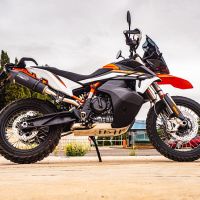 Pot echappement compatible avec Ktm Adventure 890 2021-2024, GP Evo4 Black Titanium, Échappement légal, homologué,silencieux avec db killer amovible et tuyau de liaison spécifique 
