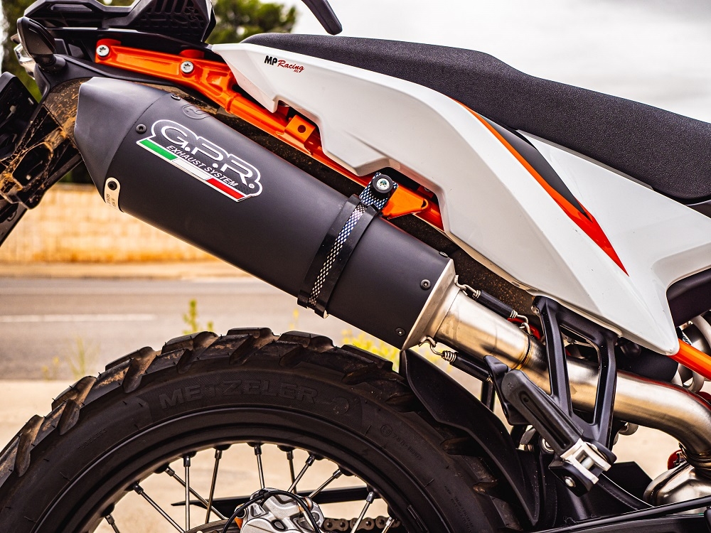 Exhaust compatible with Ktm 890 DUKE 2021-2024, GP Evo4 Black Titanium, Slip-on exhaust including removable db killer and link pipe 