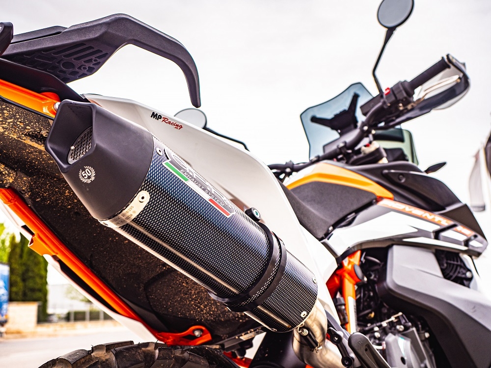 Exhaust compatible with Husqvarna Norden 901 2022-2024, GP Evo4 Poppy, Slip-on exhaust including removable db killer and link pipe 